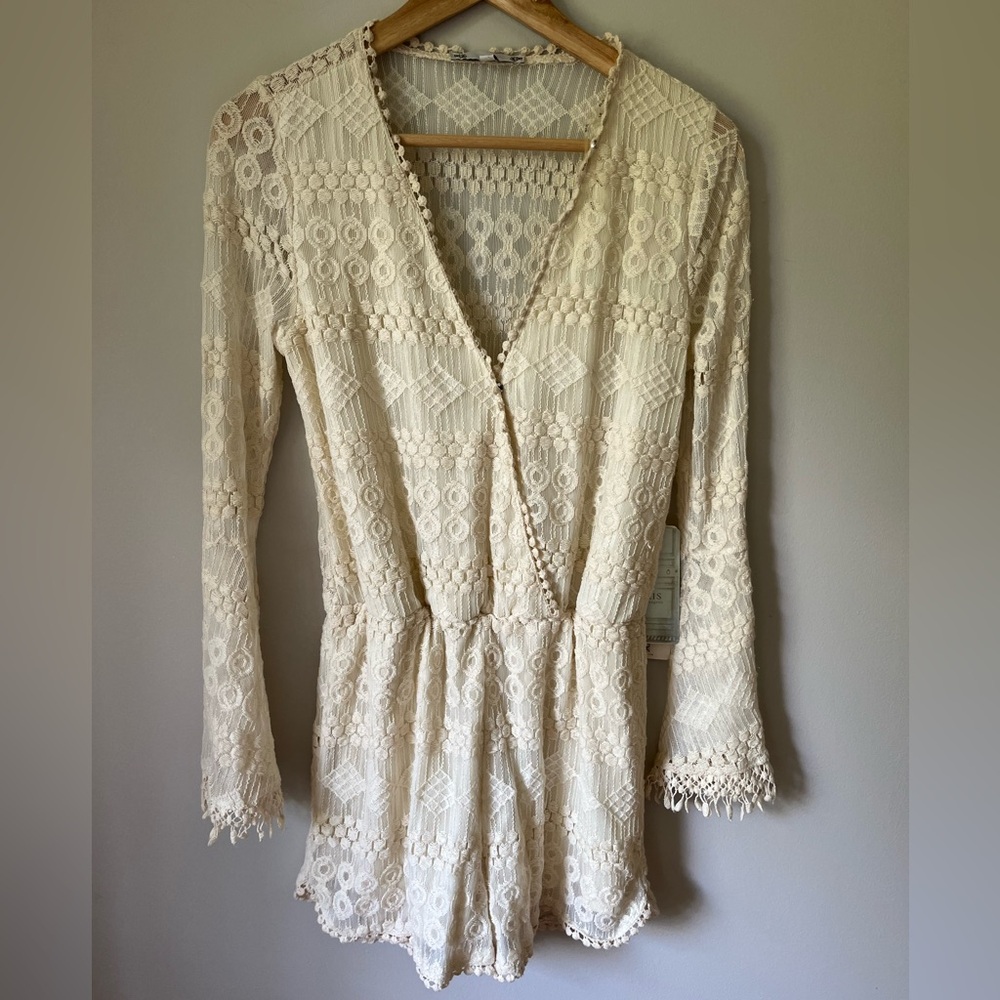 Iris Los Angeles Cream Lace Romper